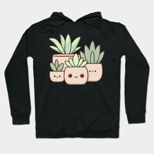 Cute House Plants in Pots | Kawaii Cute Character Illustration Design | Kawaii Cute Plants Hoodie